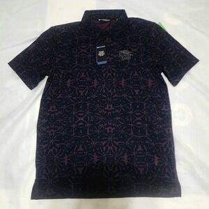 Travis Mathew Polo‎ Floral Men's Medium Plum Cotton Blend Tropical Performance
